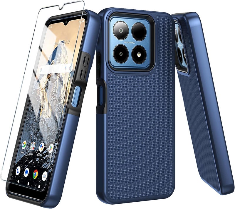 Mocotto for Boost Summit 5G Case with Tempered Glass Screen Protector,Dual Layer Heavy Duty Shockproof Protection (Boost Summit 5G,Blue) - Image 1